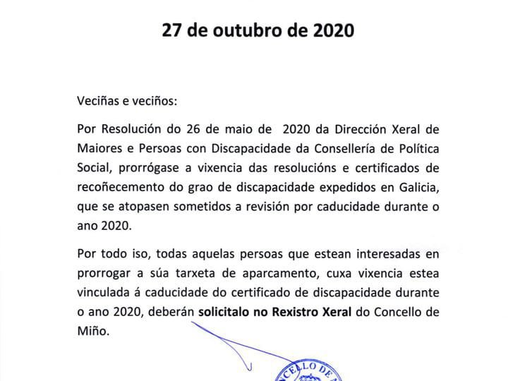 BANDO - RENOVACIÓN TARJETAS DE APARCAMIENTO