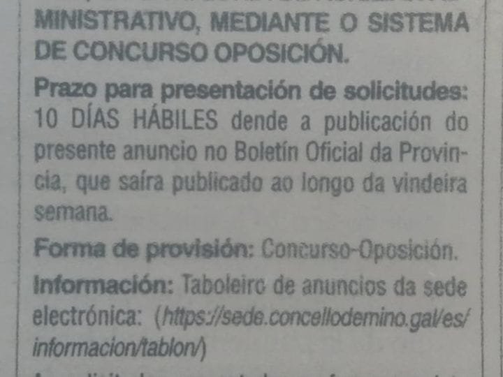 CONVOCATORIA PARA LA CREACIÓN DE UNA BOLSA DE EMPLEO DE AUXILIARES ADMINISTRATIVOS
