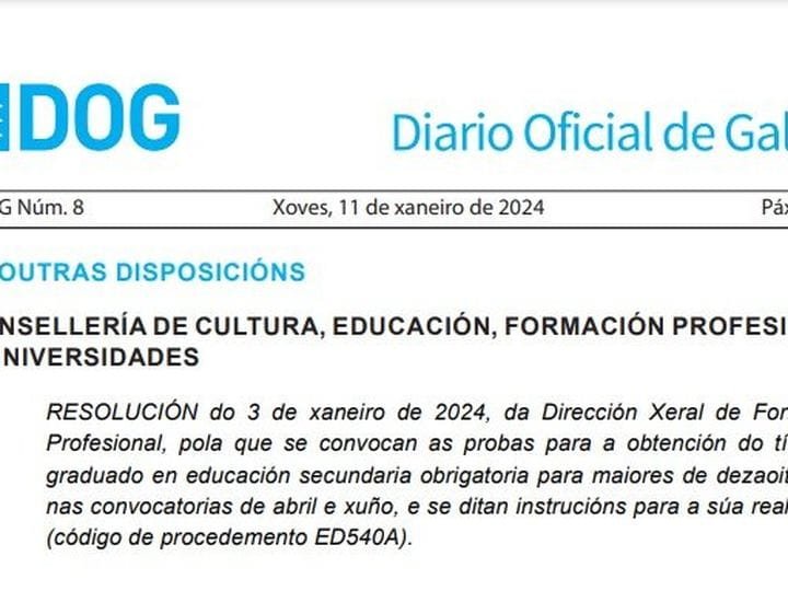 PROBAS PARA A OBTENCIÓN DO TÍTULO DE GRADUADO EN EDUCACIÓN SECUNDARIA OBRIGATORIA PARA MAIORES DE DEZAOITO ANOS  
