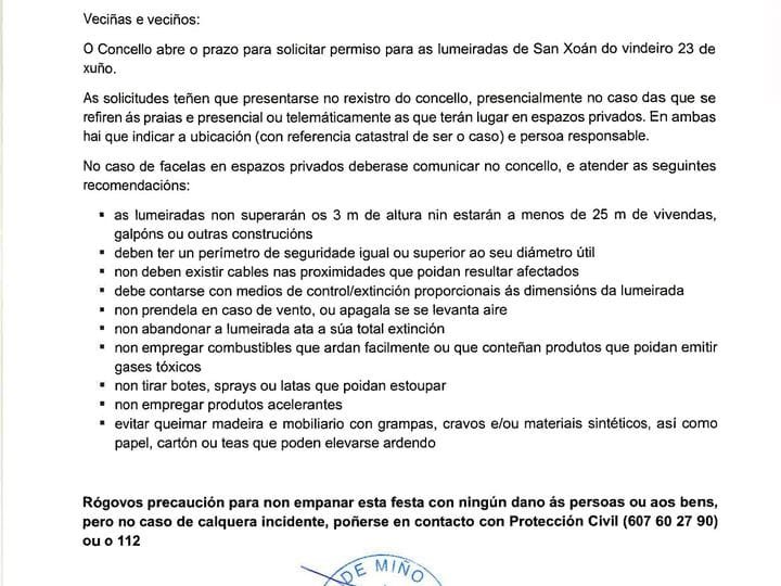 BANDO SOBRE AS LUMEIRADAS DE SAN XOÁN