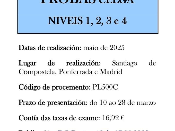 CONVOCATORIA DE PRUEBAS CELGA